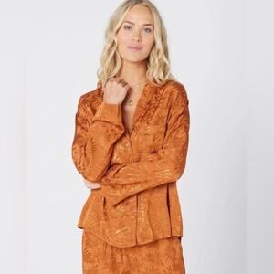 Anthropologie L space luxurious pajama top satin jacquard oversized XS lounge